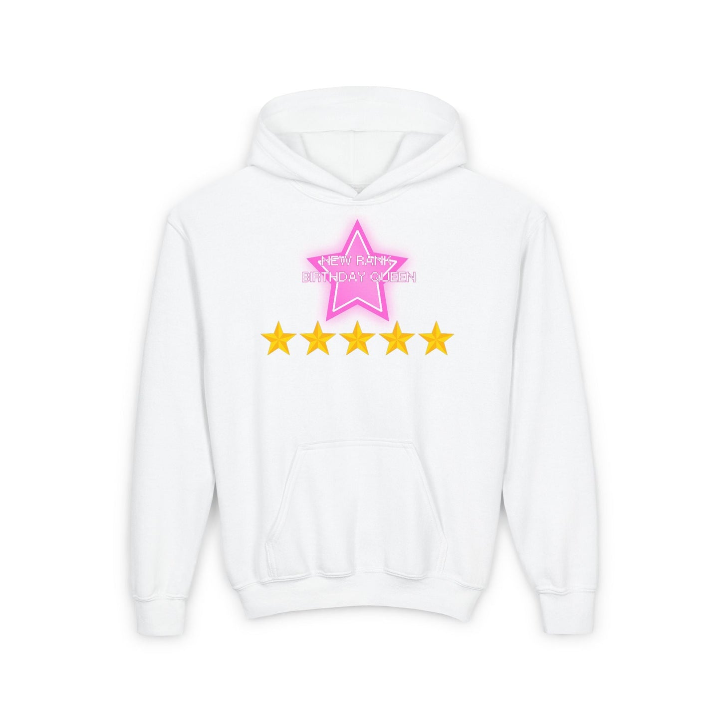 Printify Kids clothes S / White NEW RANK Birthday Queen DTI Dress to Impress Roblox Fashion Game Youth Hoodie