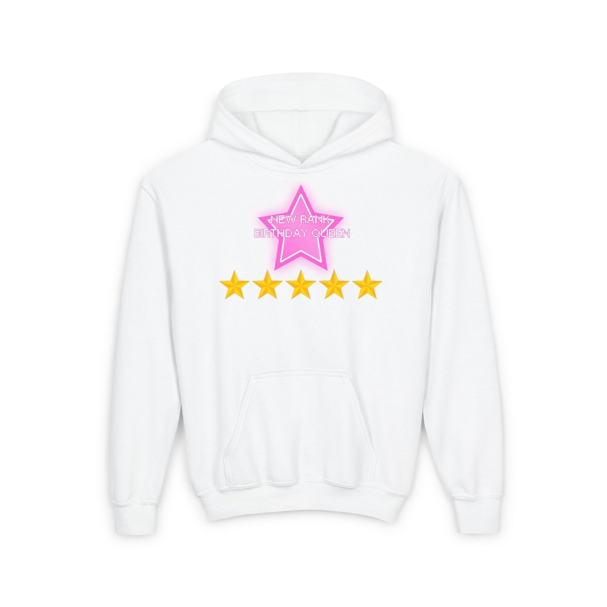 Printify Kids clothes S / White NEW RANK Birthday Queen DTI Dress to Impress Roblox Fashion Game Youth Hoodie