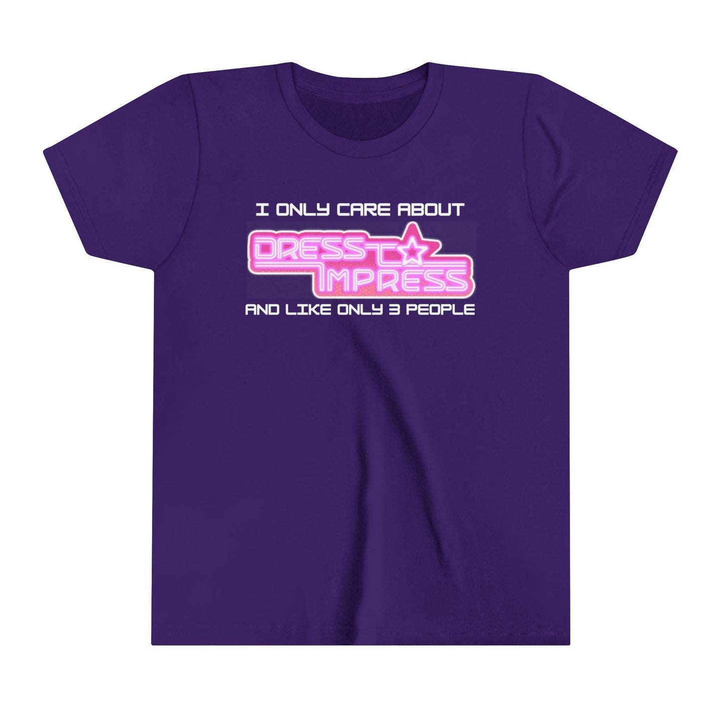 Printify Kids clothes Team Purple / S I only care about Dress to Impress and like only 3 people DTI Dress to Impress Roblox Fashion Game Youth Short Sleeve Tee