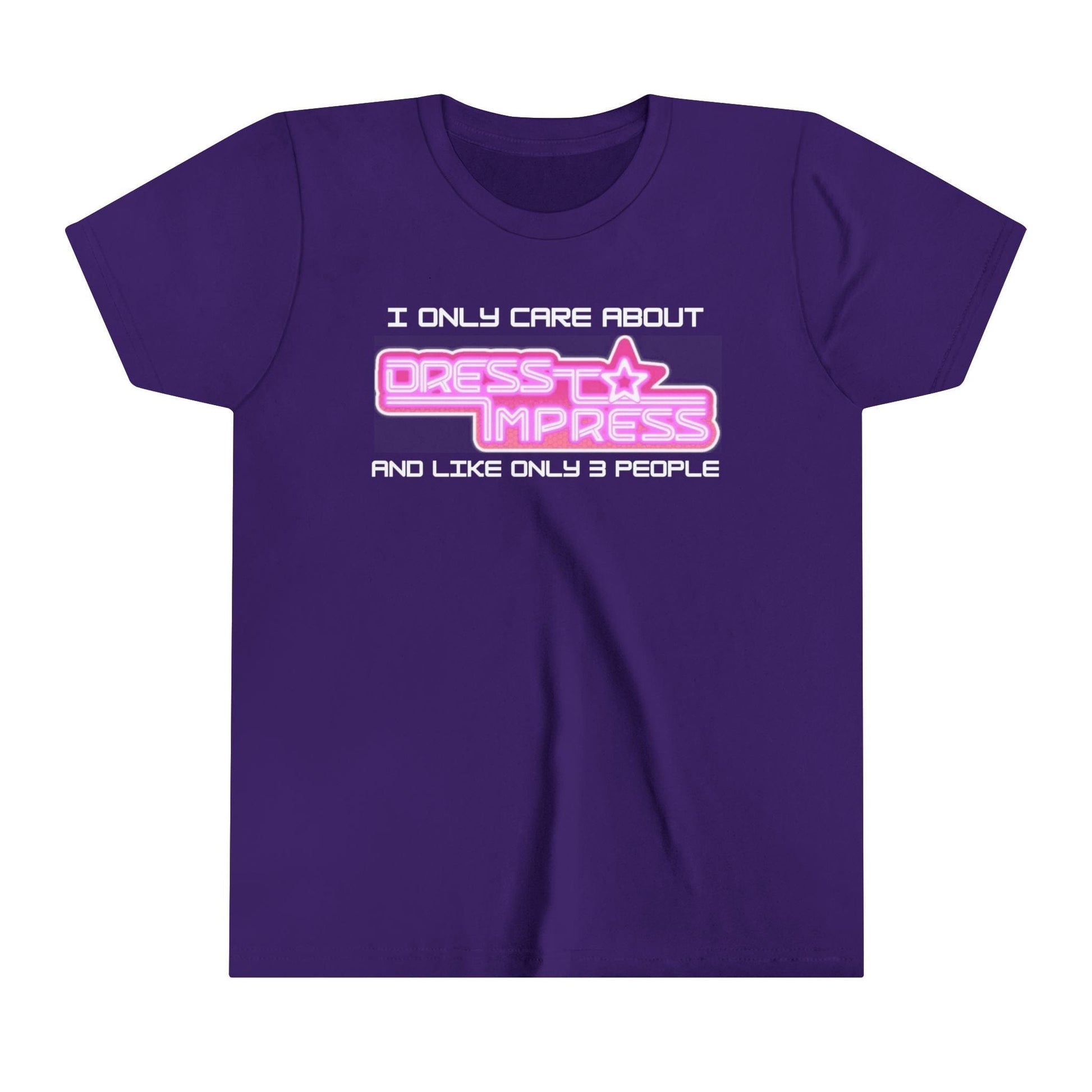 Printify Kids clothes Team Purple / S I only care about Dress to Impress and like only 3 people DTI Dress to Impress Roblox Fashion Game Youth Short Sleeve Tee