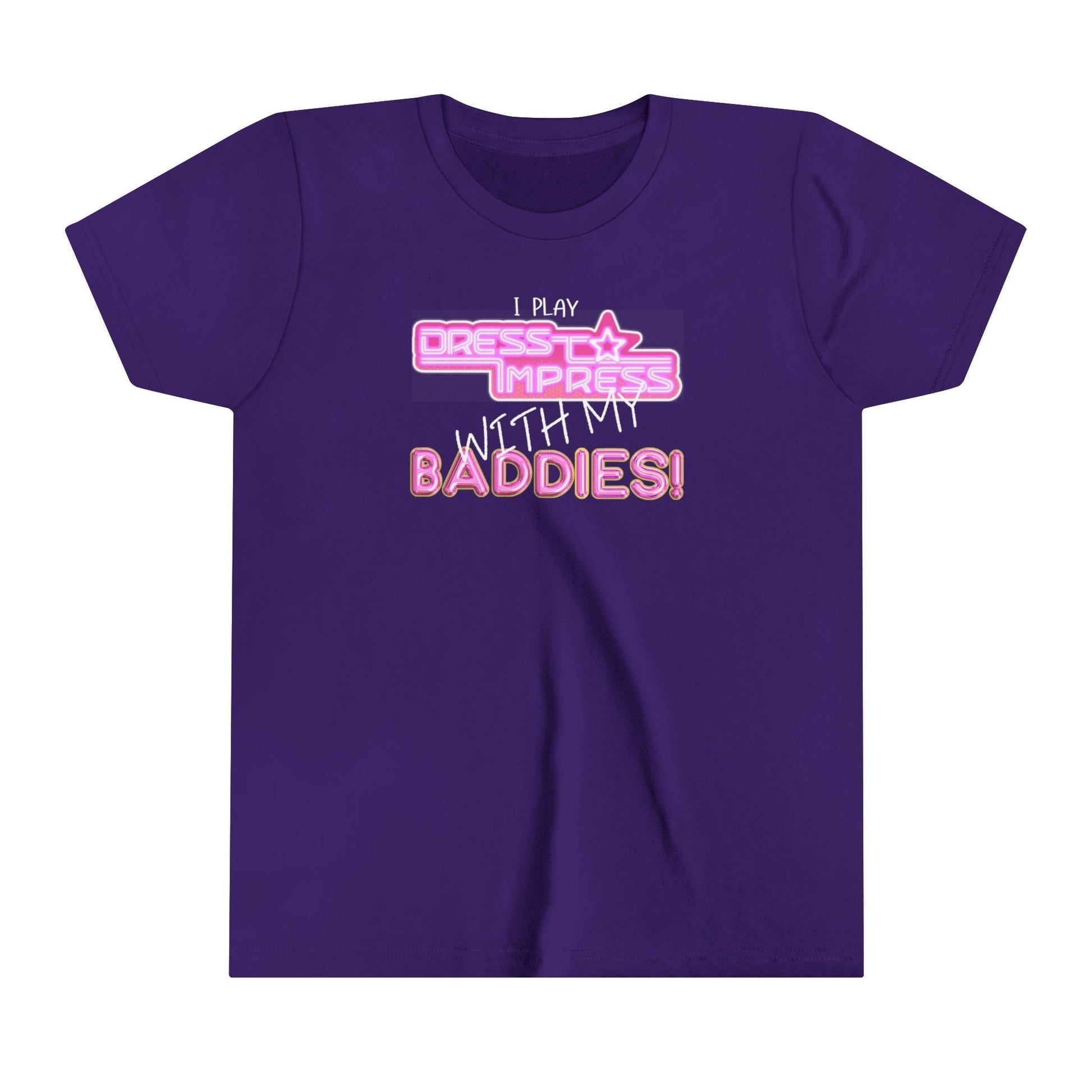 Printify Kids clothes Team Purple / S I play Dress to Impress with my BADDIES DTI Dress to Impress Roblox Fashion Game Youth Short Sleeve Tee