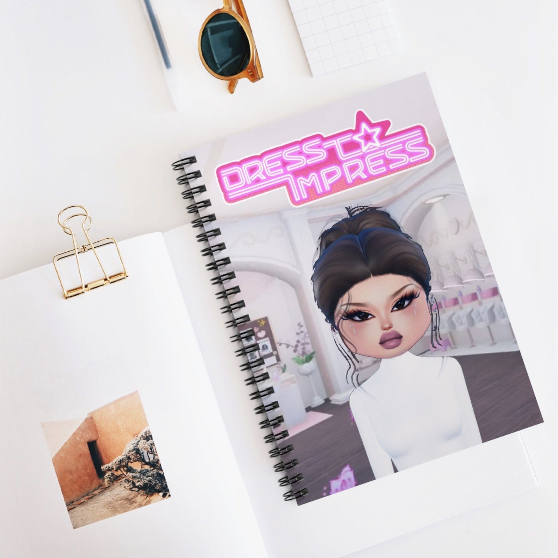 Printify Paper products One Size Lana DTI Dress to Impress Roblox Fashion Game Spiral Ruled Line Notebook