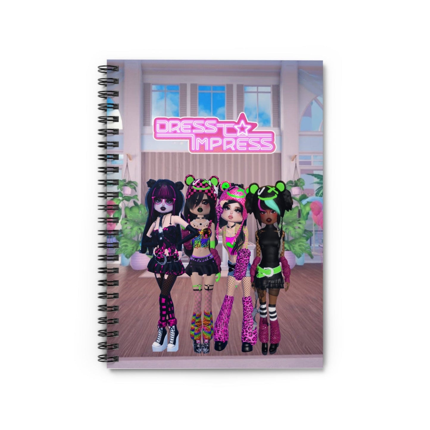 Printify Paper products One Size Scene Dress to Impress BADDIE DTI Dress to Impress Roblox Fashion Game Spiral Ruled Line Notebook