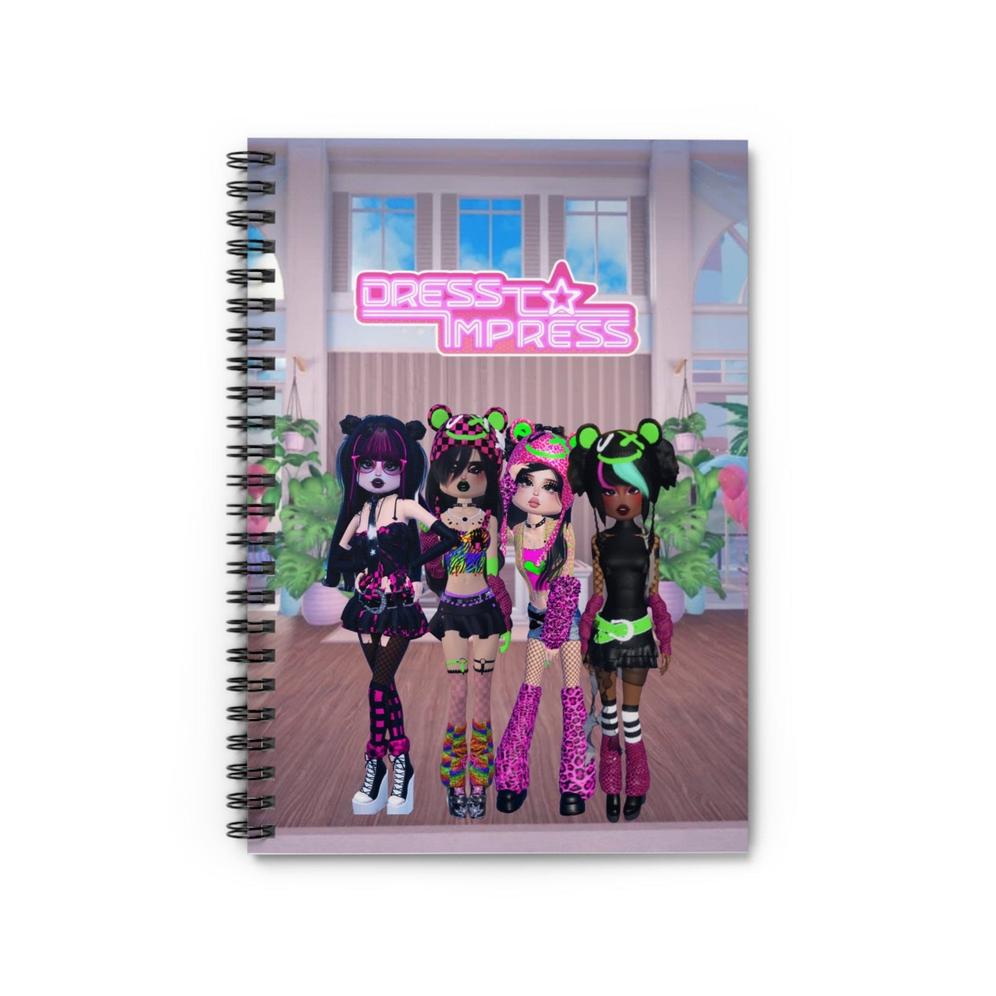 Printify Paper products One Size Scene Dress to Impress BADDIE DTI Dress to Impress Roblox Fashion Game Spiral Ruled Line Notebook