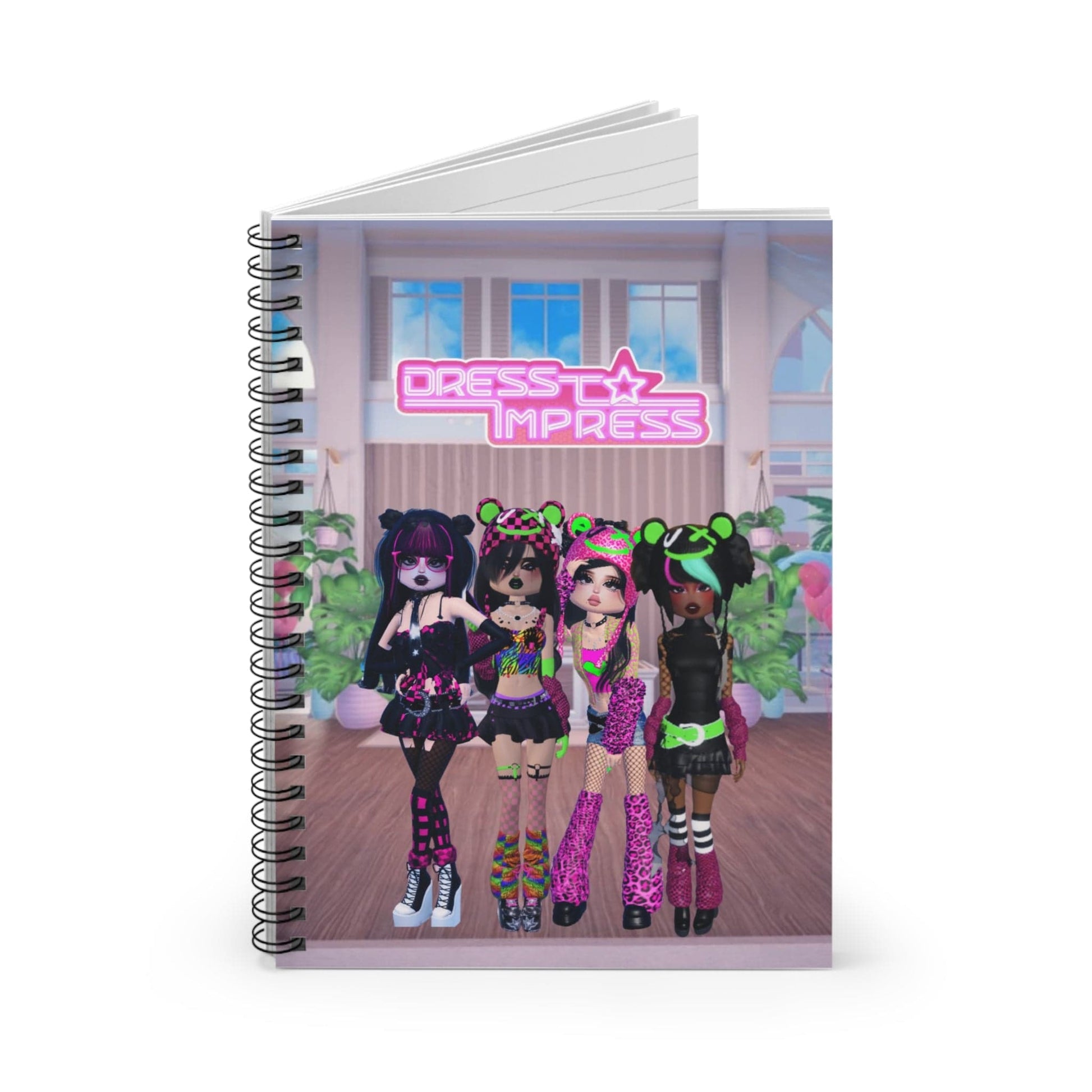 Printify Paper products One Size Scene Dress to Impress BADDIE DTI Dress to Impress Roblox Fashion Game Spiral Ruled Line Notebook